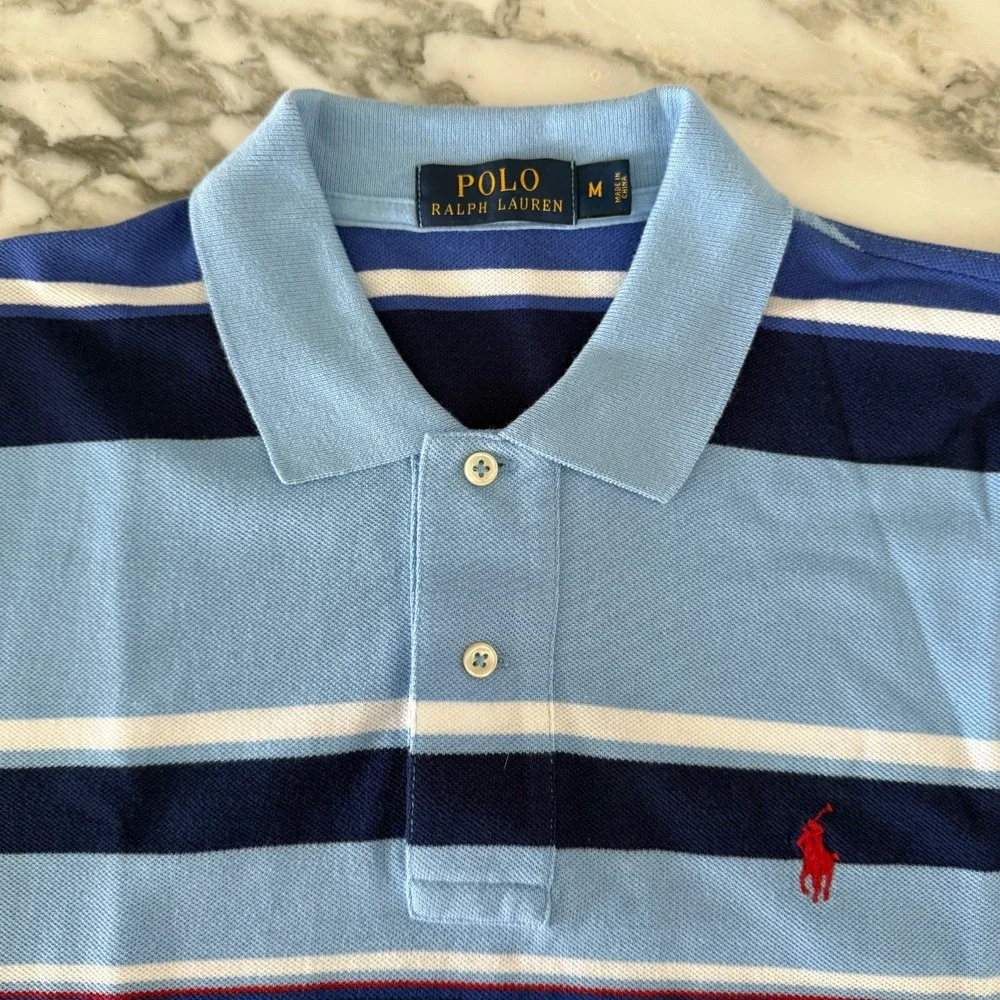 POLO Ralph Lauren Cotton Men's Striped Polo Shirt 100% Cotton size Middle